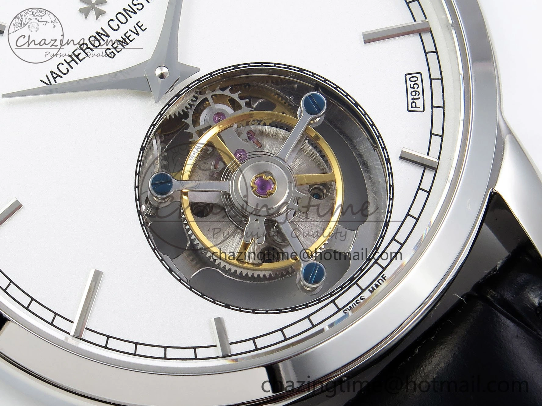 Traditionnelle Tourbillon SS RMSF Best Edition White Dial on Black Leather Strap