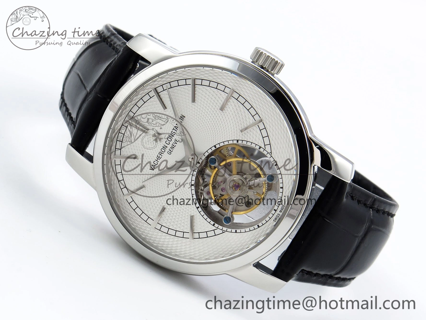 Traditionnelle Tourbillon SS RMSF Best Edition White Textured Dial on Black Leather Strap