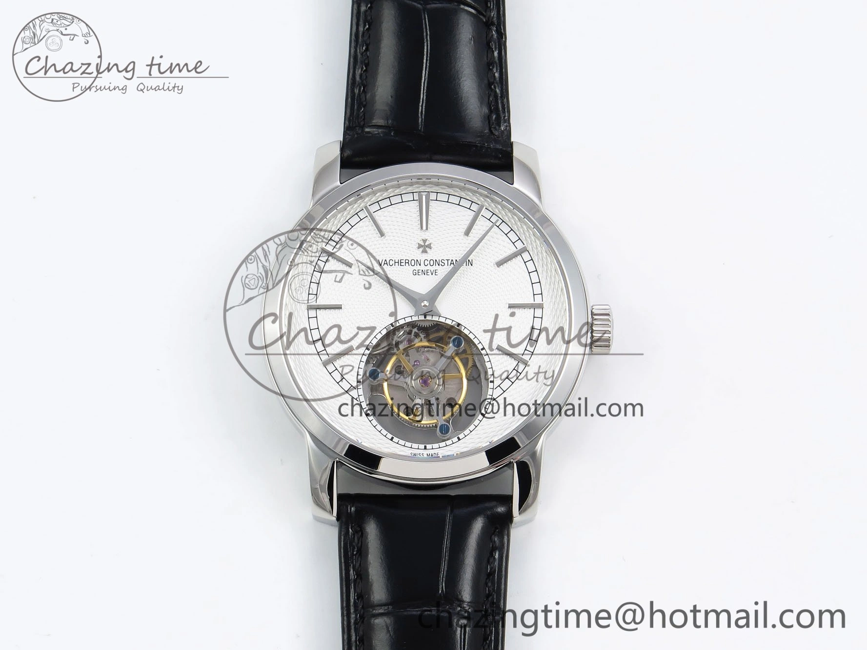 Traditionnelle Tourbillon SS RMSF Best Edition White Textured Dial on Black Leather Strap