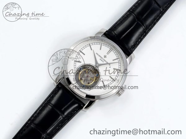 Traditionnelle Tourbillon SS RMSF Best Edition White Textured Dial on Black Leather Strap