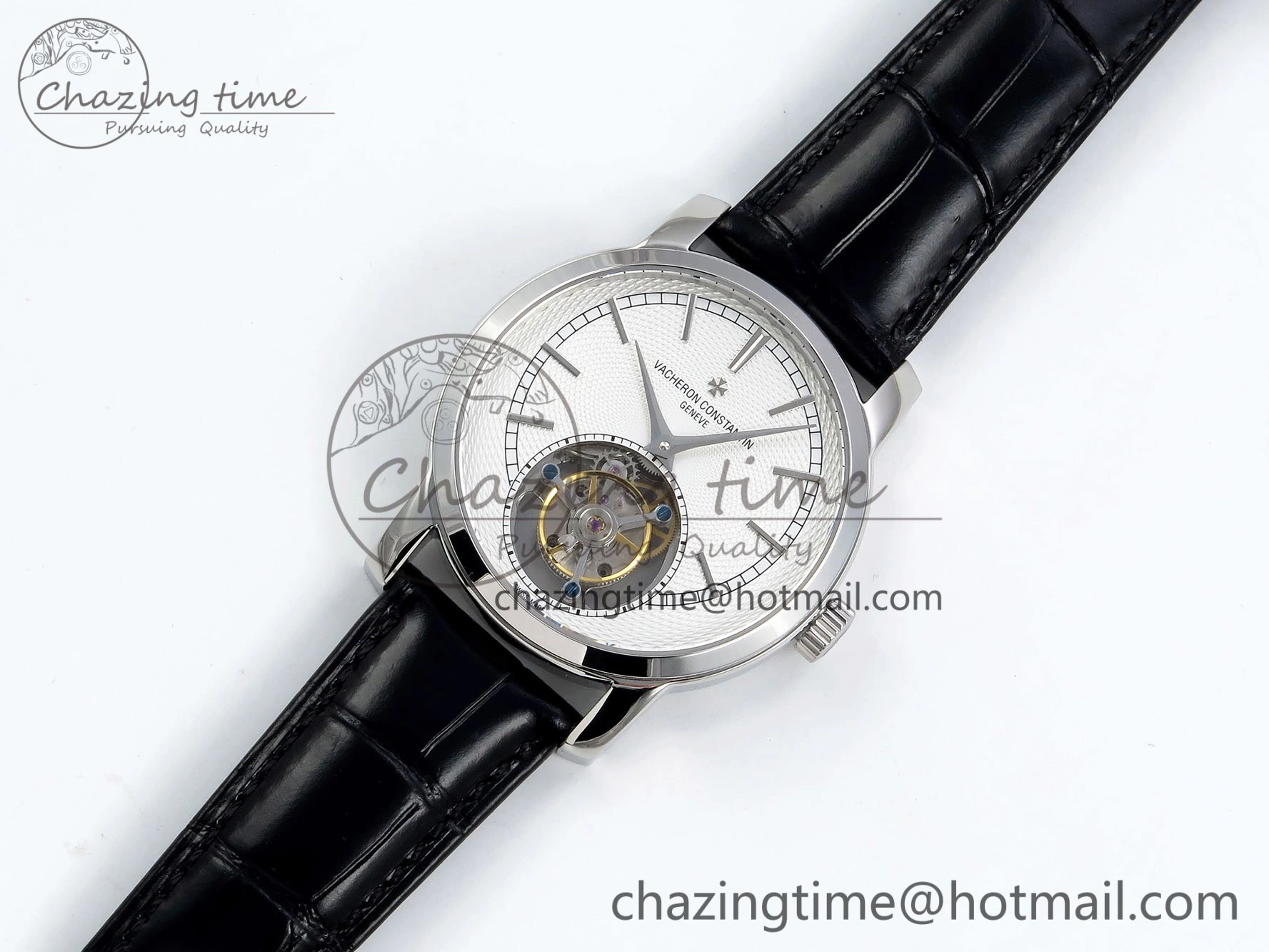 Traditionnelle Tourbillon SS RMSF Best Edition White Textured Dial on Black Leather Strap