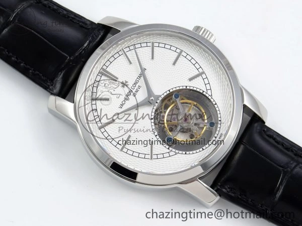 Traditionnelle Tourbillon SS RMSF Best Edition White Textured Dial on Black Leather Strap