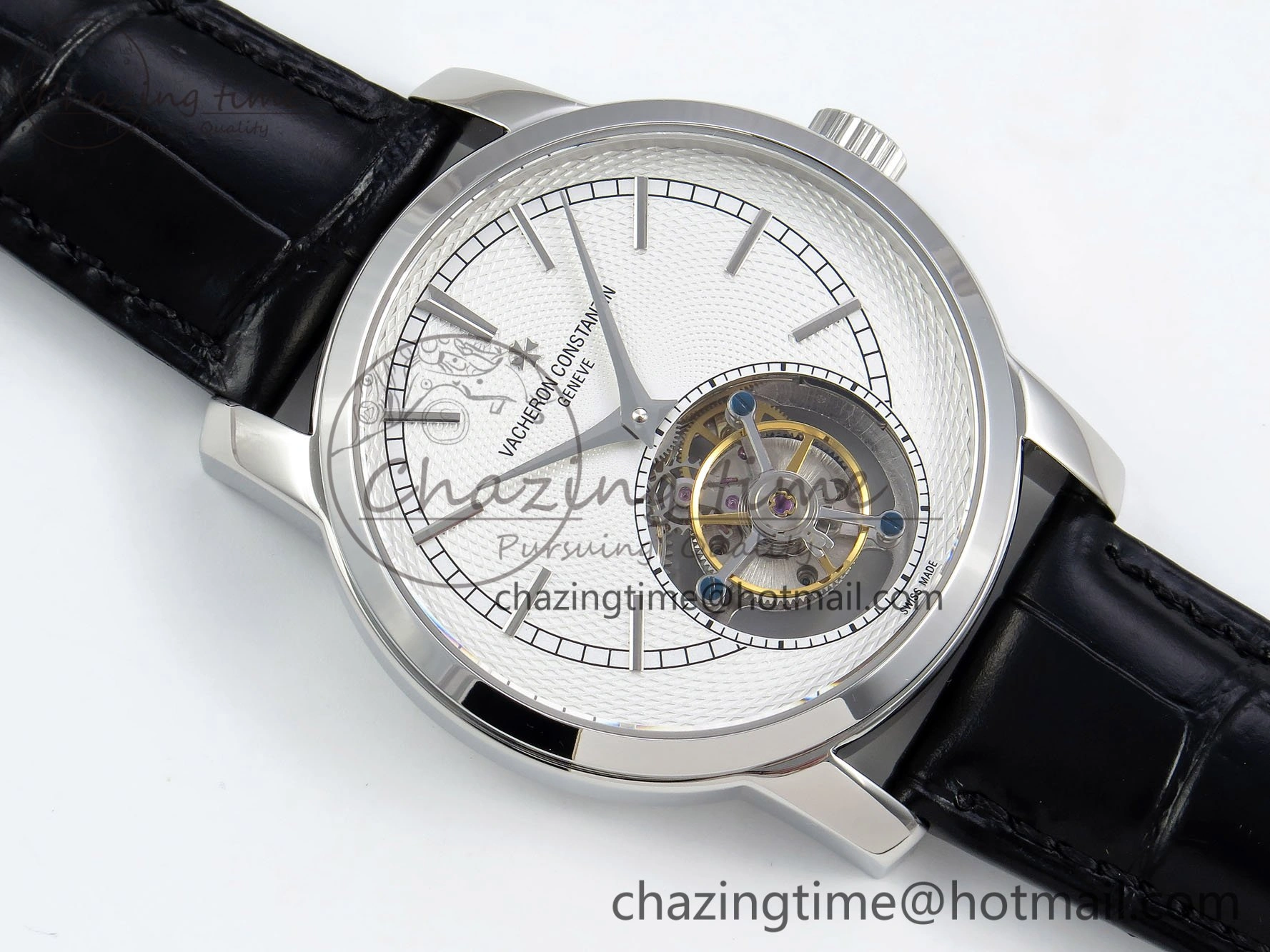 Traditionnelle Tourbillon SS RMSF Best Edition White Textured Dial on Black Leather Strap