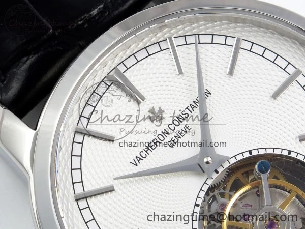 Traditionnelle Tourbillon SS RMSF Best Edition White Textured Dial on Black Leather Strap