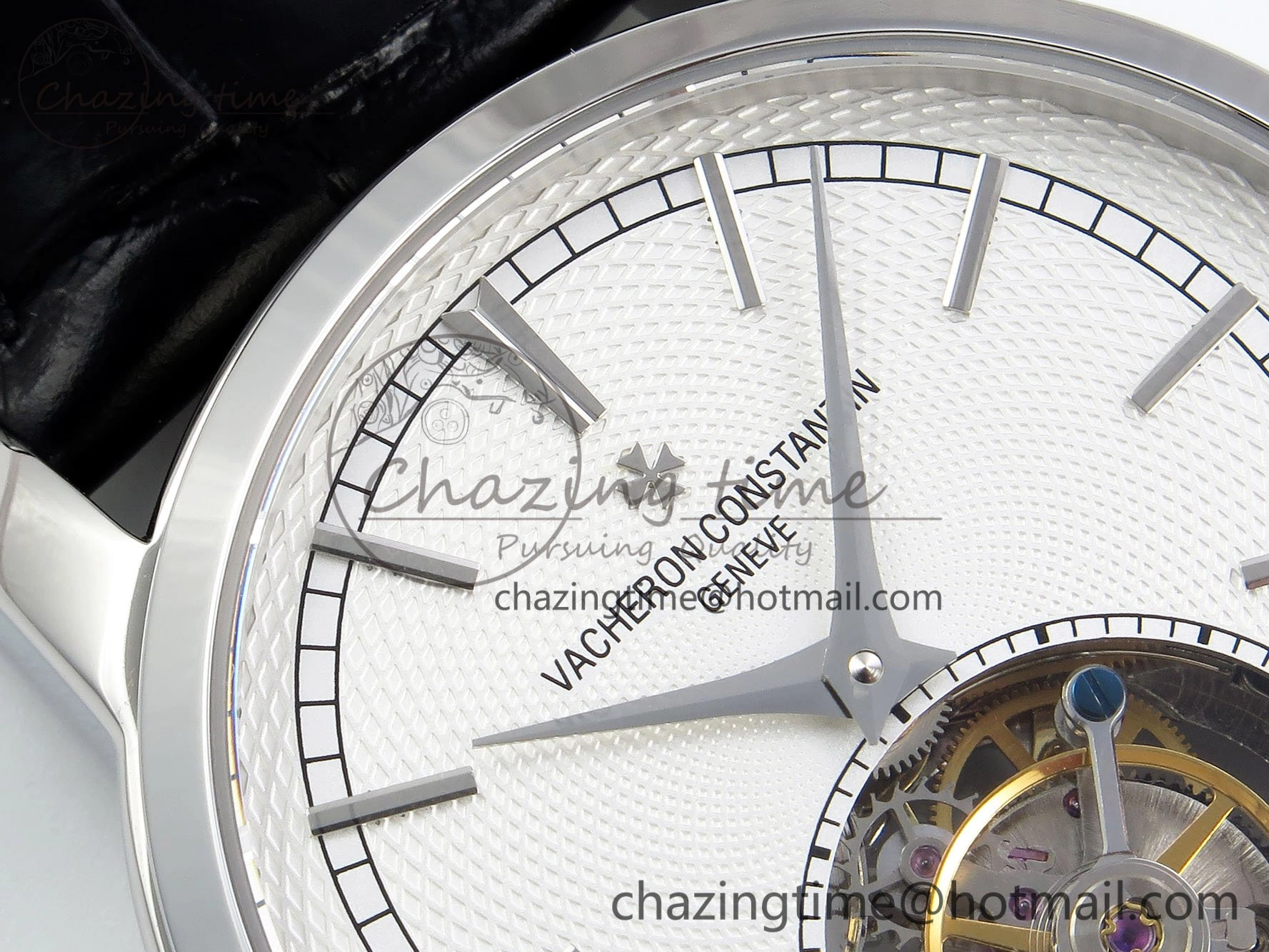Traditionnelle Tourbillon SS RMSF Best Edition White Textured Dial on Black Leather Strap