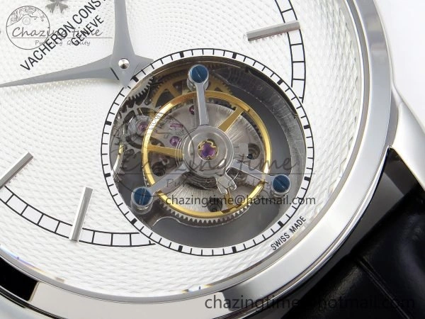 Traditionnelle Tourbillon SS RMSF Best Edition White Textured Dial on Black Leather Strap