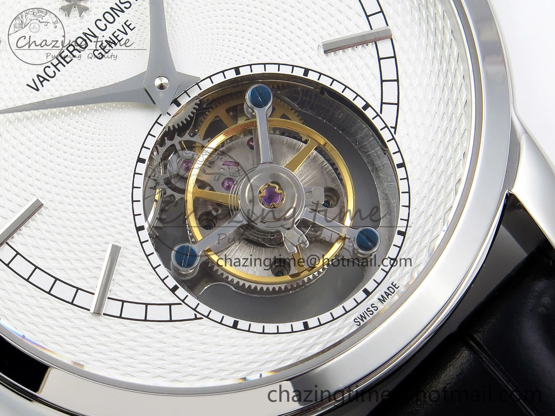 Traditionnelle Tourbillon SS RMSF Best Edition White Textured Dial on Black Leather Strap