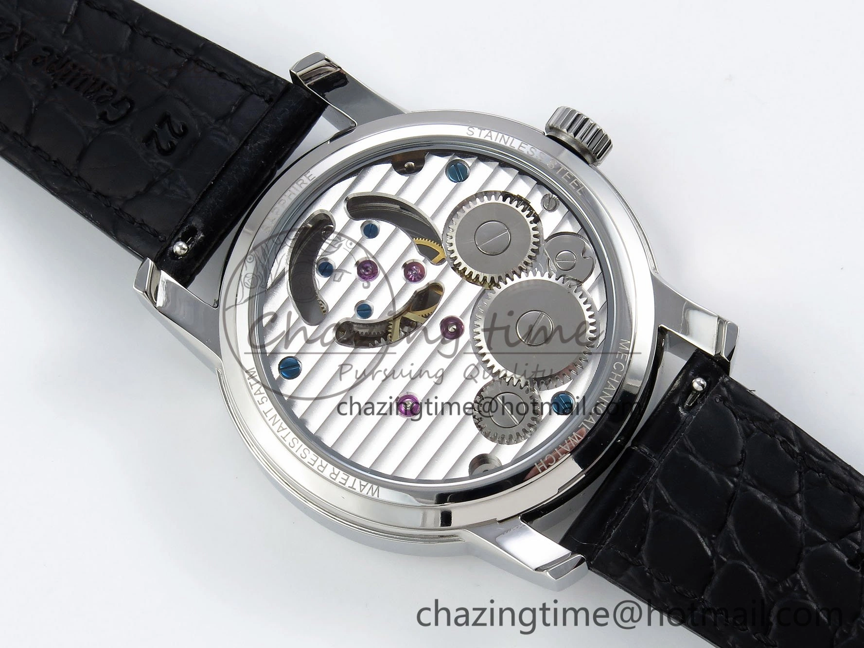 Traditionnelle Tourbillon SS RMSF Best Edition White Textured Dial on Black Leather Strap