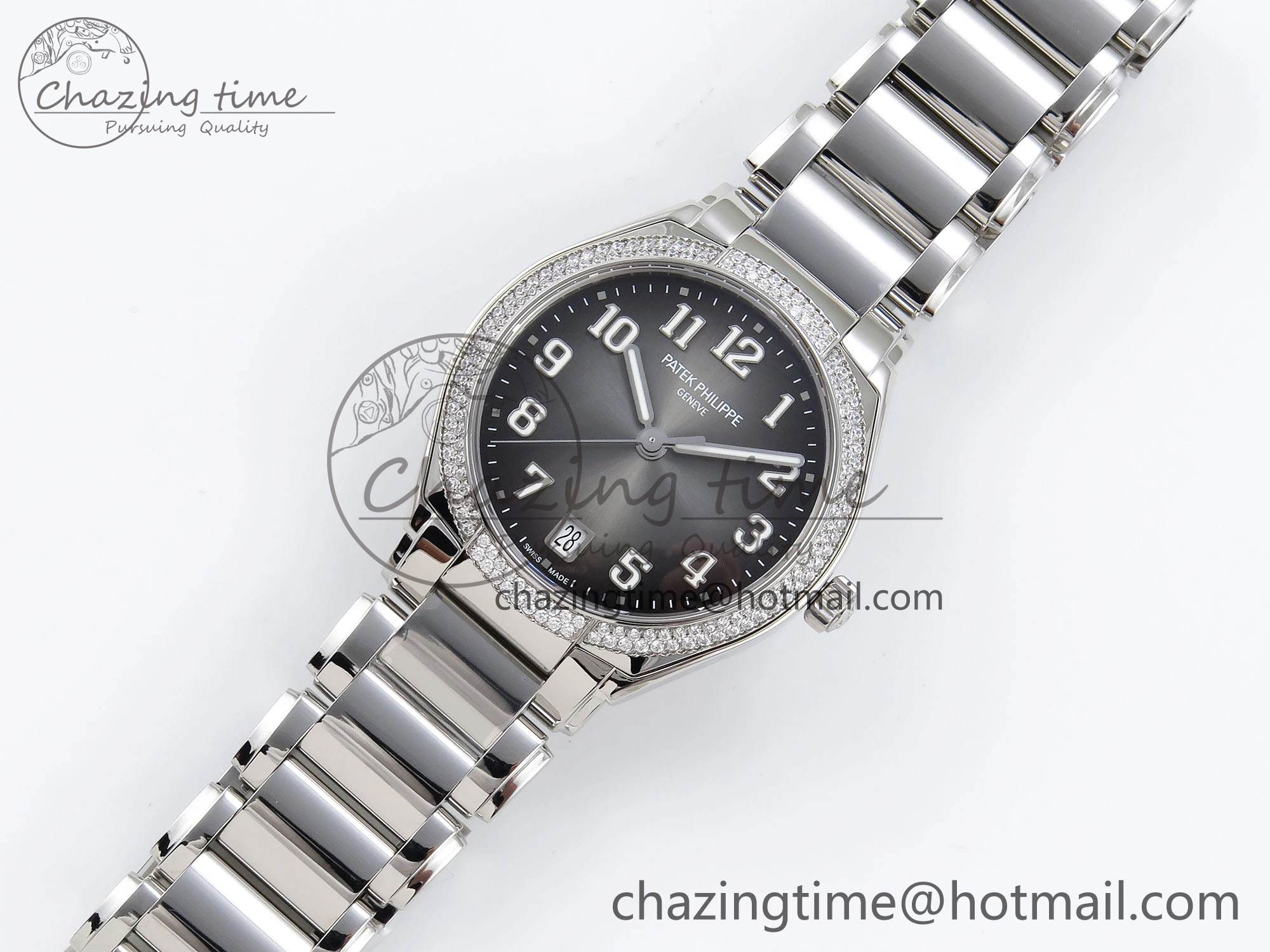 Twenty~4 7300 1200A SS PPF 1:1 Best Edition Gray Dial on SS Bracelet A324 Super Clone