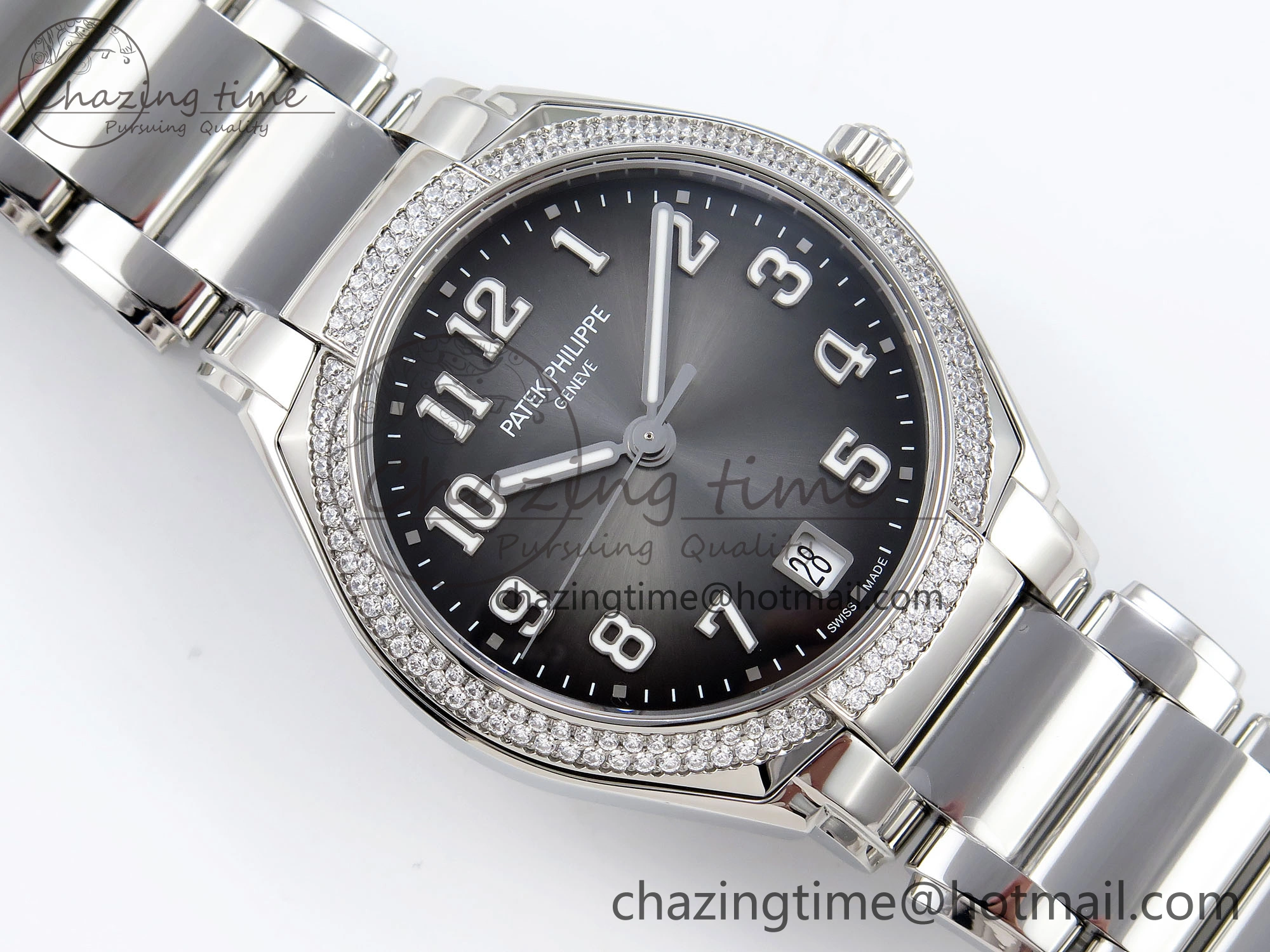 Twenty~4 7300 1200A SS PPF 1:1 Best Edition Gray Dial on SS Bracelet A324 Super Clone