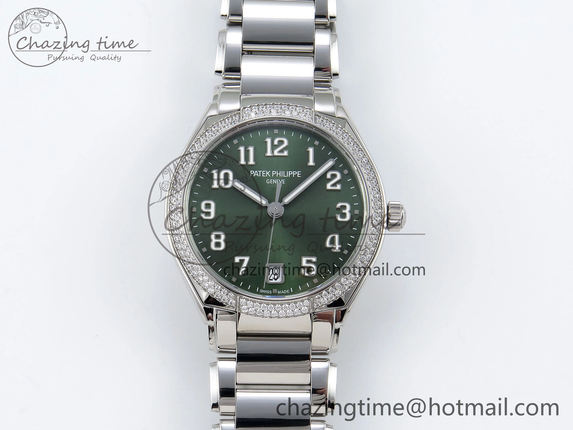 Twenty~4 7300 1200A SS PPF 1:1 Best Edition Green Dial on SS Bracelet A324 Super Clone
