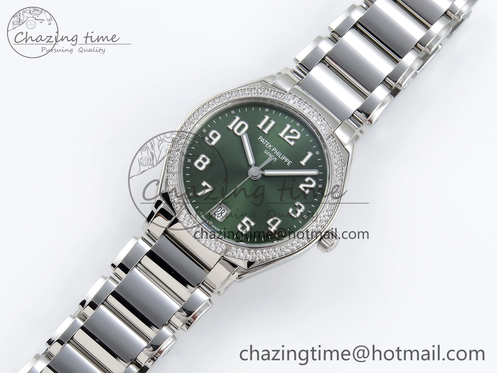 Twenty~4 7300 1200A SS PPF 1:1 Best Edition Green Dial on SS Bracelet A324 Super Clone