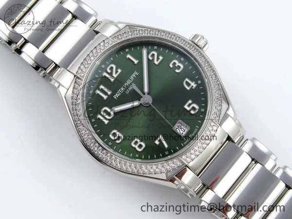 Twenty~4 7300 1200A SS PPF 1:1 Best Edition Green Dial on SS Bracelet A324 Super Clone