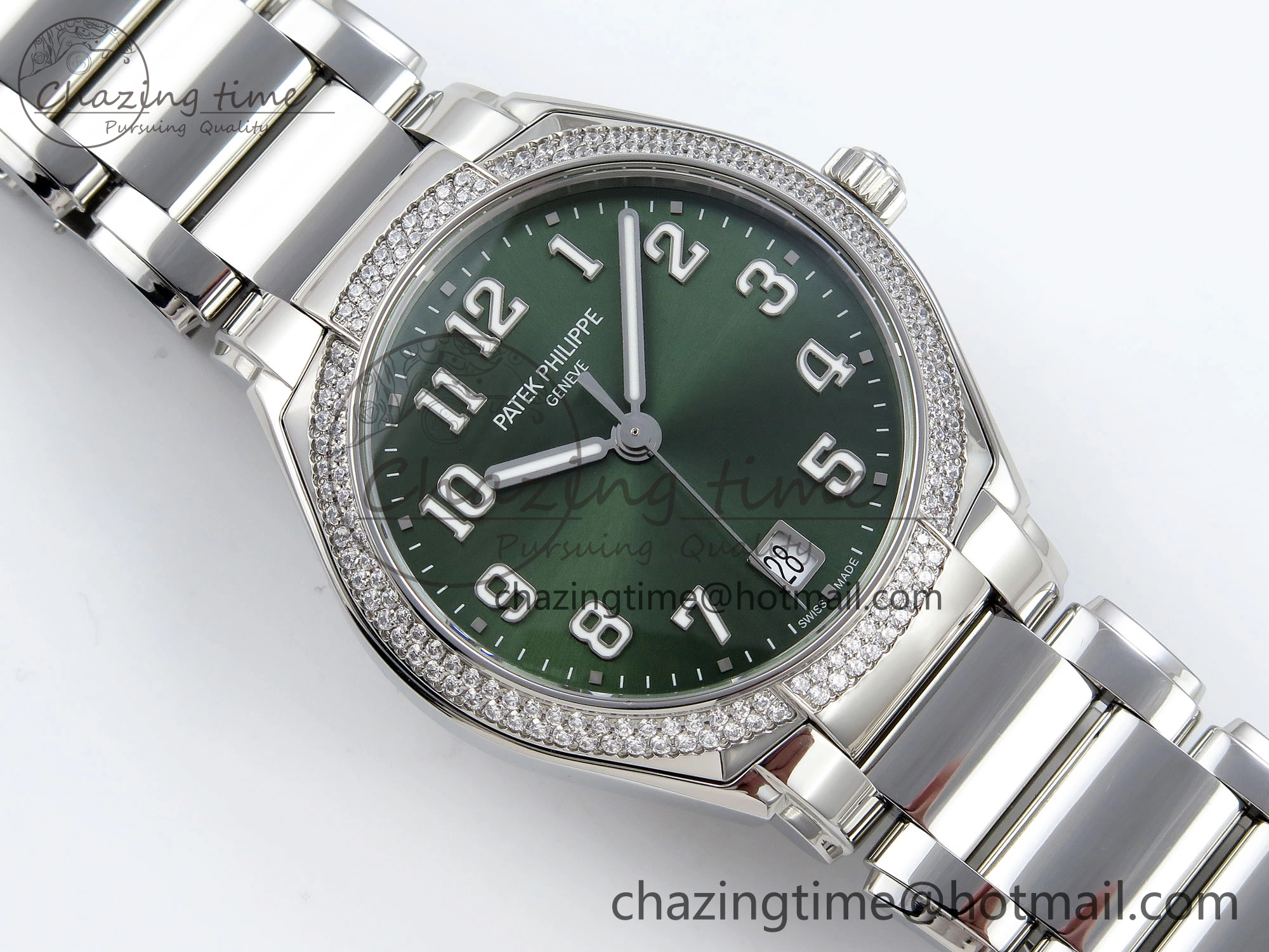 Twenty~4 7300 1200A SS PPF 1:1 Best Edition Green Dial on SS Bracelet A324 Super Clone