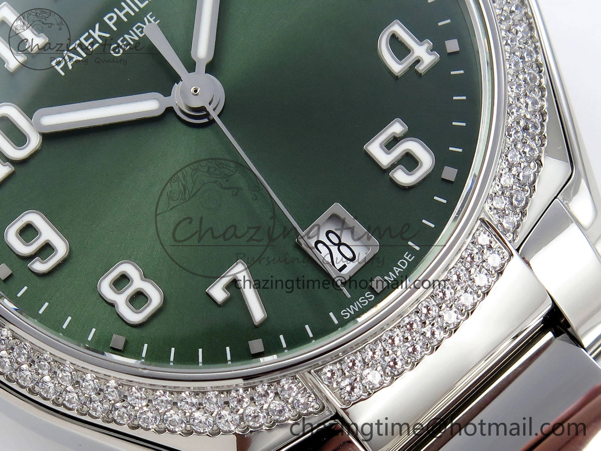 Twenty~4 7300 1200A SS PPF 1:1 Best Edition Green Dial on SS Bracelet A324 Super Clone