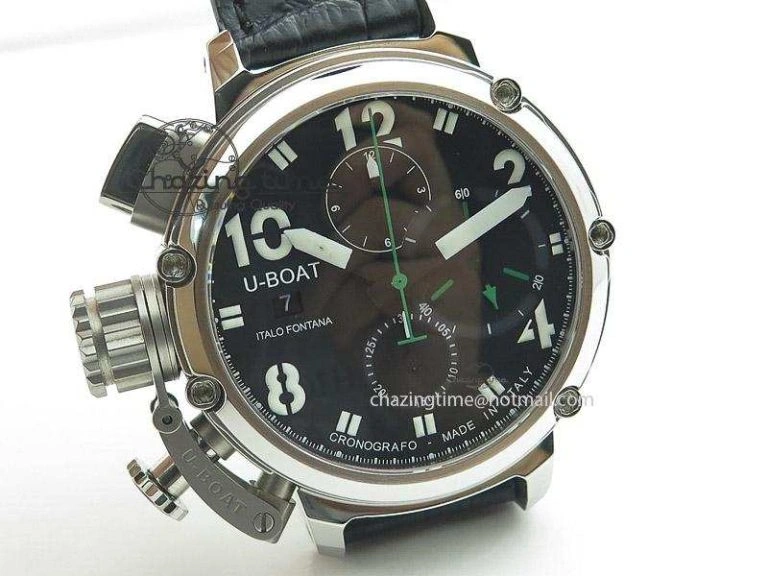 U-51 Chimera Watch Limited Edition Black Dial on Black Leather Strap A7750