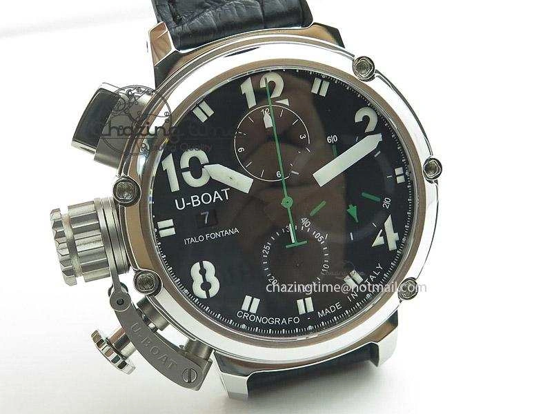 U-51 Chimera Watch Limited Edition Black Dial on Black Leather Strap A7750