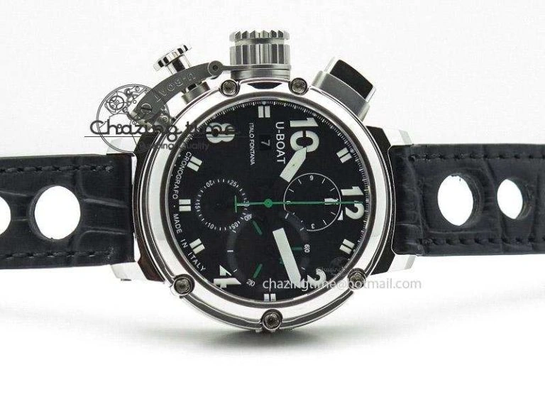 U-51 Chimera Watch Limited Edition Black Dial on Black Leather Strap A7750
