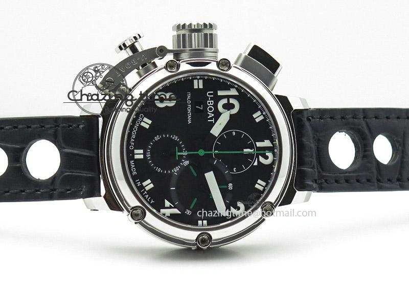 U-51 Chimera Watch Limited Edition Black Dial on Black Leather Strap A7750