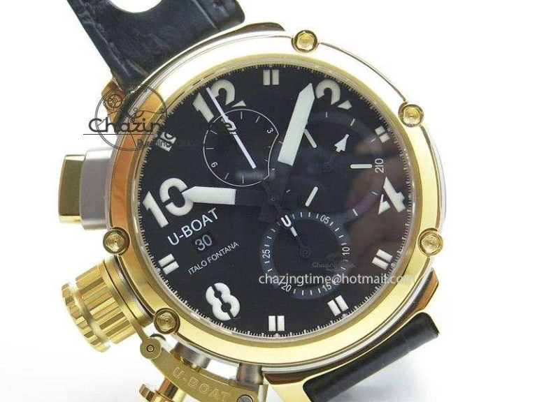 U-51 Chimera Watch Limited Edition SS YG Black Dial on Black Leather Strap A7750