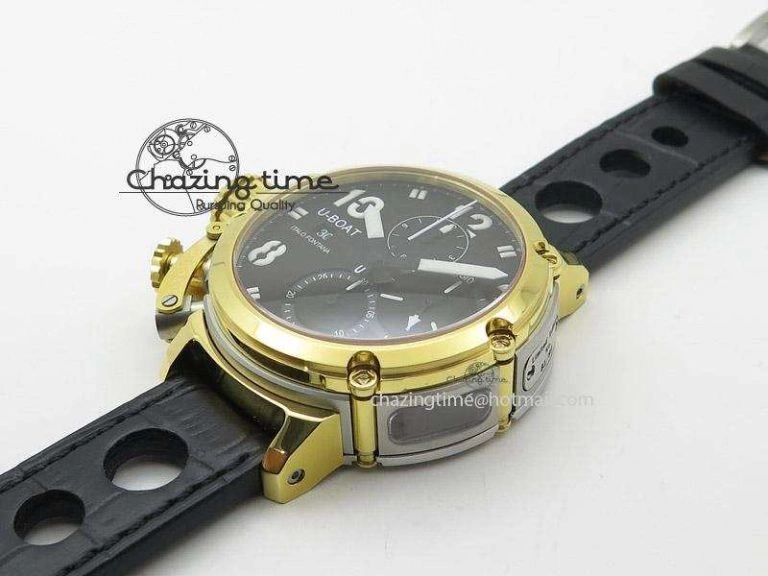 U-51 Chimera Watch Limited Edition SS YG Black Dial on Black Leather Strap A7750