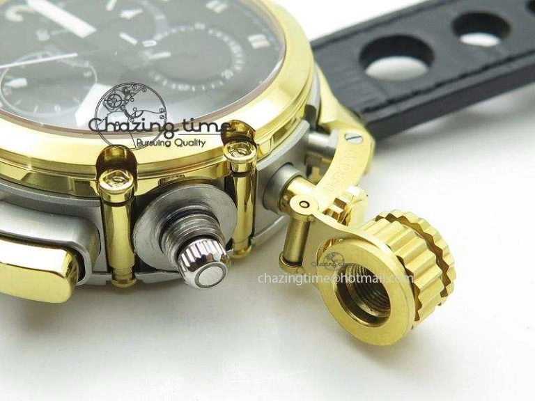 U-51 Chimera Watch Limited Edition SS YG Black Dial on Black Leather Strap A7750