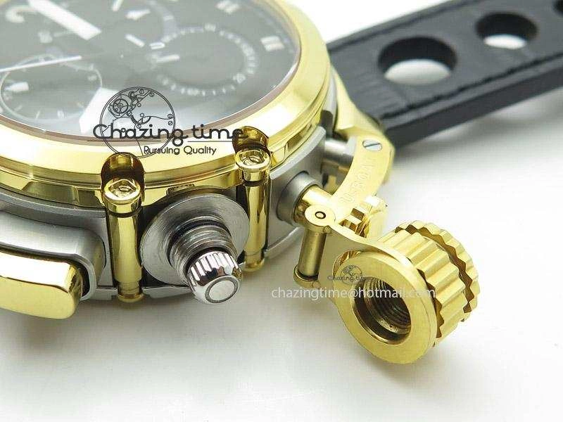 U-51 Chimera Watch Limited Edition SS YG Black Dial on Black Leather Strap A7750