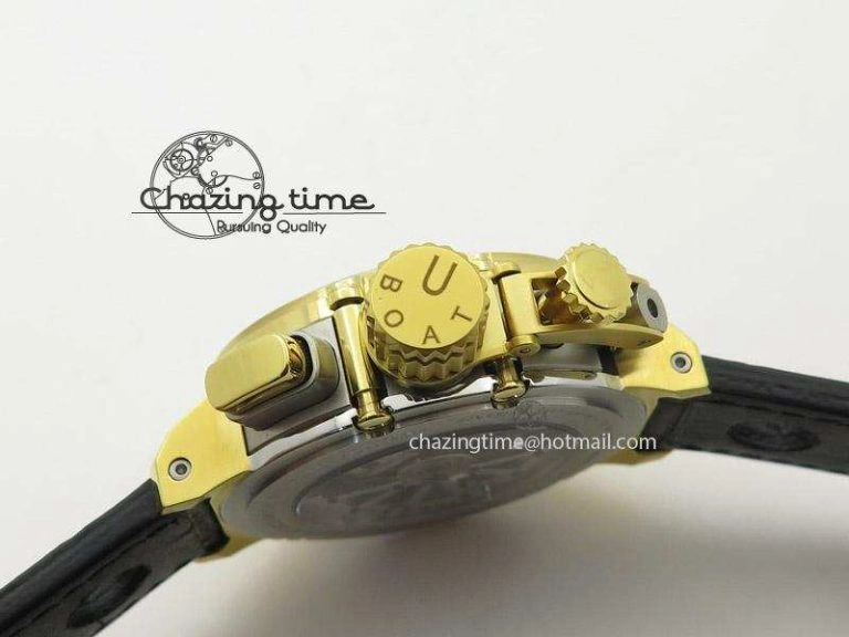 U-51 Chimera Watch Limited Edition SS YG Black Dial on Black Leather Strap A7750
