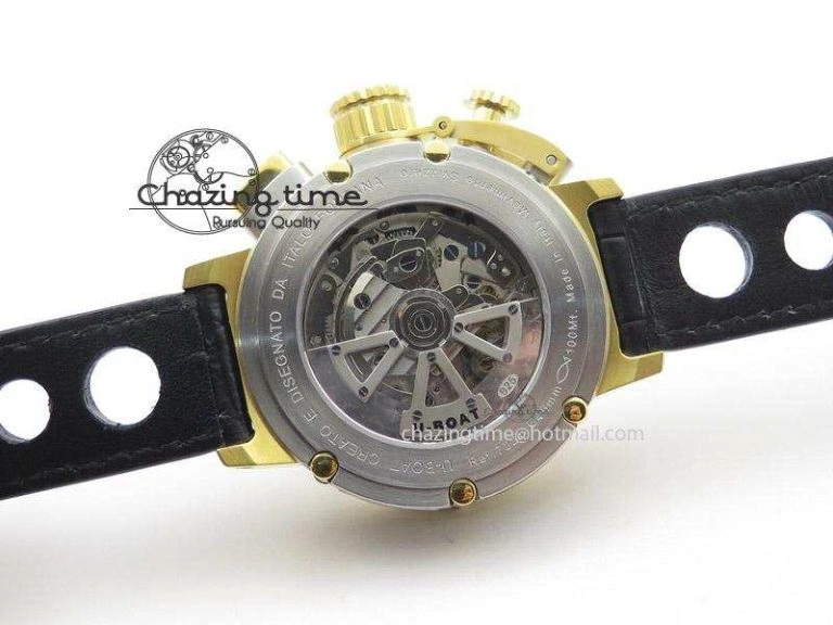 U-51 Chimera Watch Limited Edition SS YG Black Dial on Black Leather Strap A7750