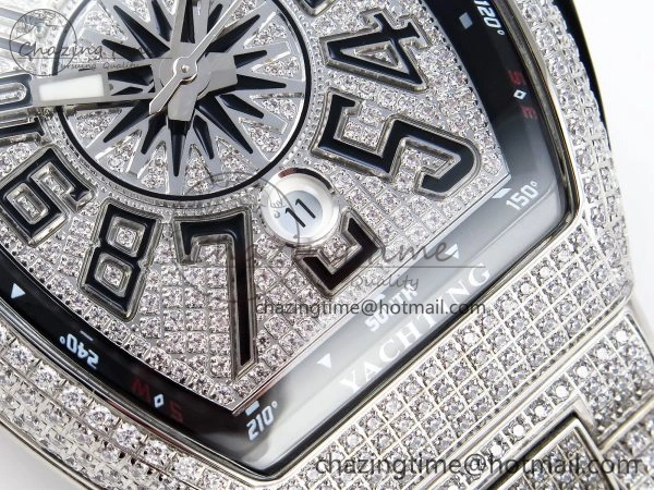 VANGUARD SS BLACK FULL DIAMONDS ABF BEST EDITION DIAMONDS BLUE DIAL ON DIAMONDS BRACELET A2824