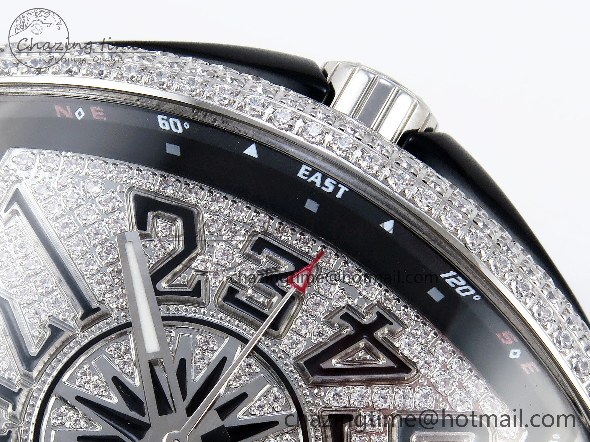 VANGUARD SS BLACK FULL DIAMONDS ABF BEST EDITION DIAMONDS BLUE DIAL ON DIAMONDS BRACELET A2824