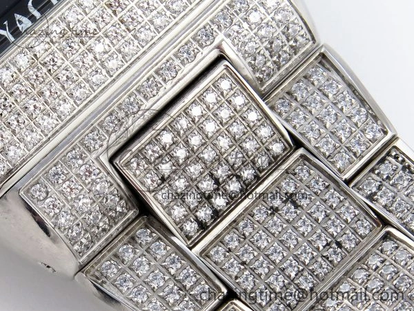 VANGUARD SS BLACK FULL DIAMONDS ABF BEST EDITION DIAMONDS BLUE DIAL ON DIAMONDS BRACELET A2824