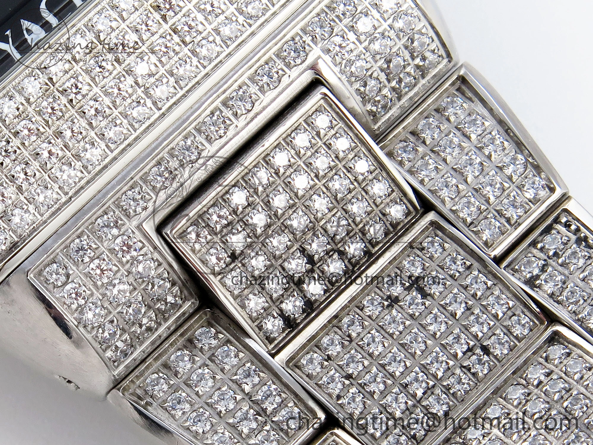 VANGUARD SS BLACK FULL DIAMONDS ABF BEST EDITION DIAMONDS BLUE DIAL ON DIAMONDS BRACELET A2824