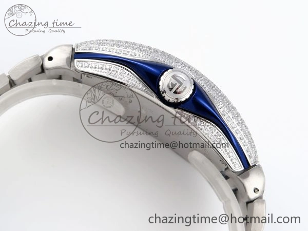VANGUARD SS BLUE FULL DIAMONDS ABF BEST EDITION DIAMONDS BLUE DIAL ON DIAMONDS BRACELET A2824