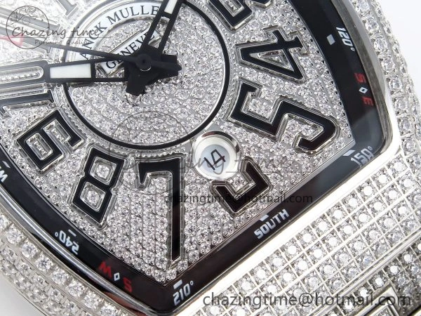 VANGUARD SS FULL DIAMONDS ABF BEST EDITION DIAMONDS BLACK DIAL ON DIAMONDS BRACELET A2824