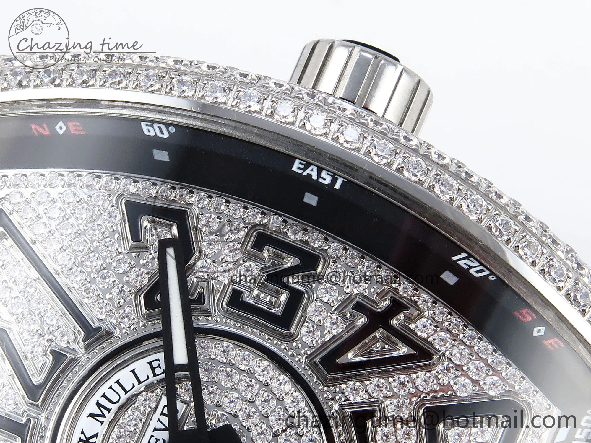 VANGUARD SS FULL DIAMONDS ABF BEST EDITION DIAMONDS BLACK DIAL ON DIAMONDS BRACELET A2824