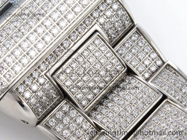 VANGUARD SS FULL DIAMONDS ABF BEST EDITION DIAMONDS BLACK DIAL ON DIAMONDS BRACELET A2824