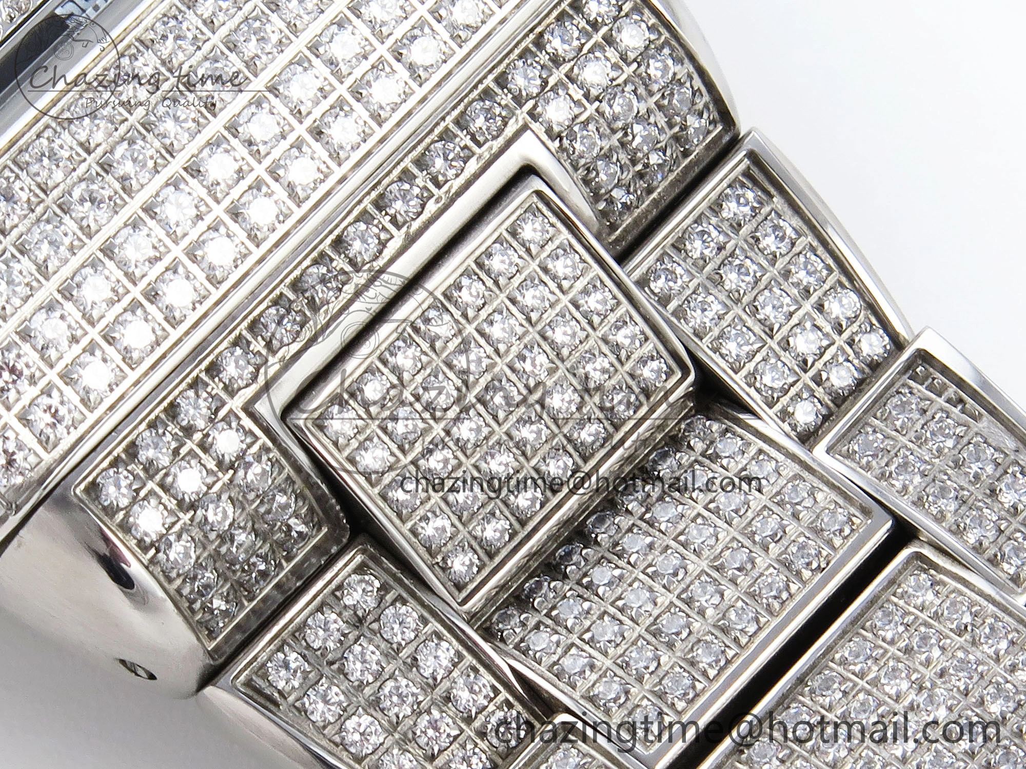 VANGUARD SS FULL DIAMONDS ABF BEST EDITION DIAMONDS BLACK DIAL ON DIAMONDS BRACELET A2824