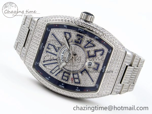 VANGUARD SS FULL DIAMONDS ABF BEST EDITION DIAMONDS BLUE DIAL ON DIAMONDS BRACELET A2824