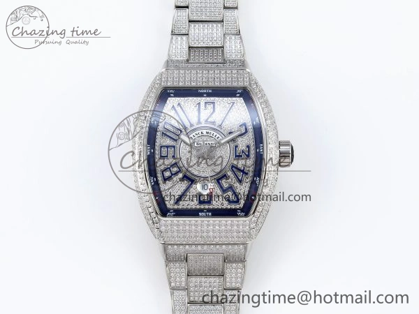 VANGUARD SS FULL DIAMONDS ABF BEST EDITION DIAMONDS BLUE DIAL ON DIAMONDS BRACELET A2824