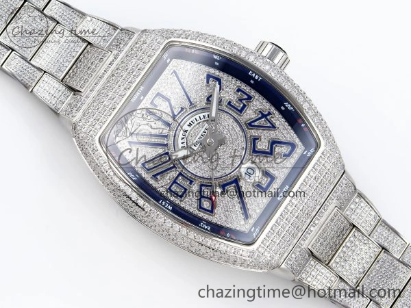 VANGUARD SS FULL DIAMONDS ABF BEST EDITION DIAMONDS BLUE DIAL ON DIAMONDS BRACELET A2824