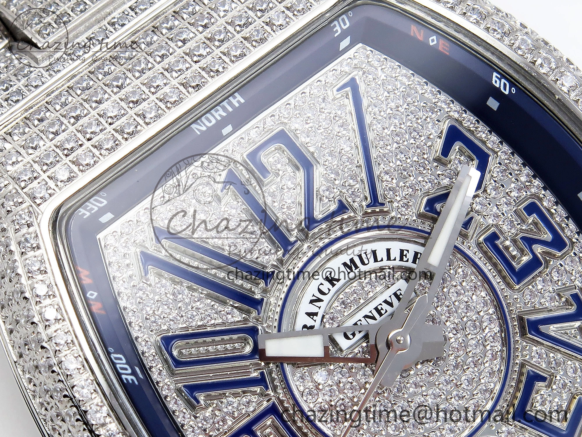 VANGUARD SS FULL DIAMONDS ABF BEST EDITION DIAMONDS BLUE DIAL ON DIAMONDS BRACELET A2824