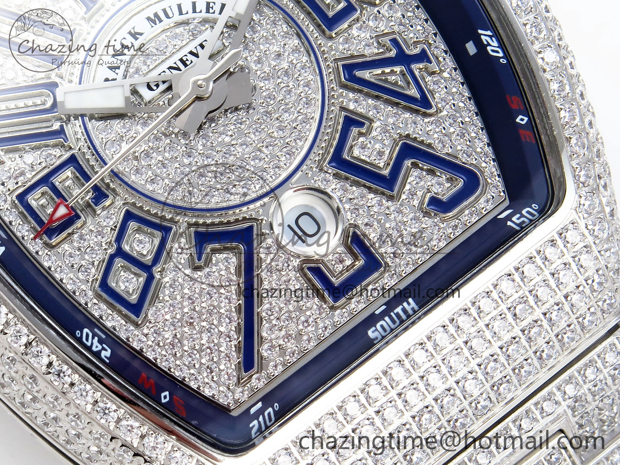 VANGUARD SS FULL DIAMONDS ABF BEST EDITION DIAMONDS BLUE DIAL ON DIAMONDS BRACELET A2824