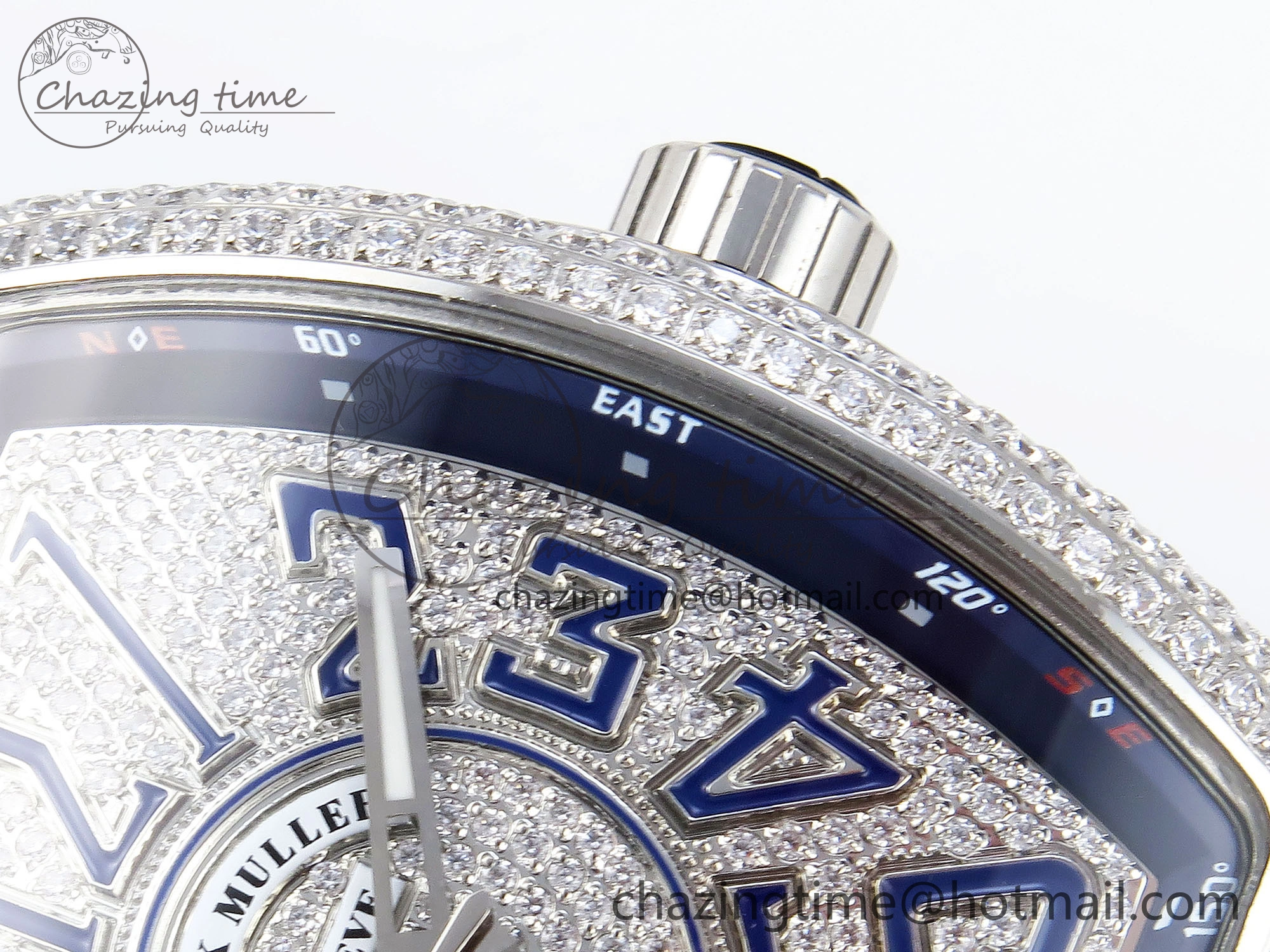 VANGUARD SS FULL DIAMONDS ABF BEST EDITION DIAMONDS BLUE DIAL ON DIAMONDS BRACELET A2824