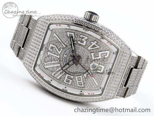 VANGUARD SS FULL DIAMONDS ABF BEST EDITION DIAMONDS WHITE DIAL ON DIAMONDS BRACELET A2824
