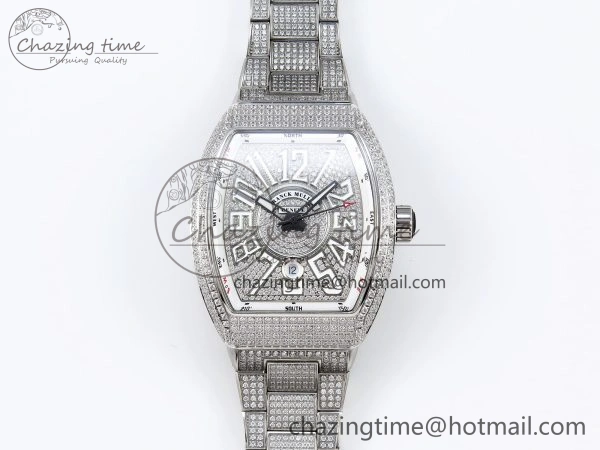 VANGUARD SS FULL DIAMONDS ABF BEST EDITION DIAMONDS WHITE DIAL ON DIAMONDS BRACELET A2824
