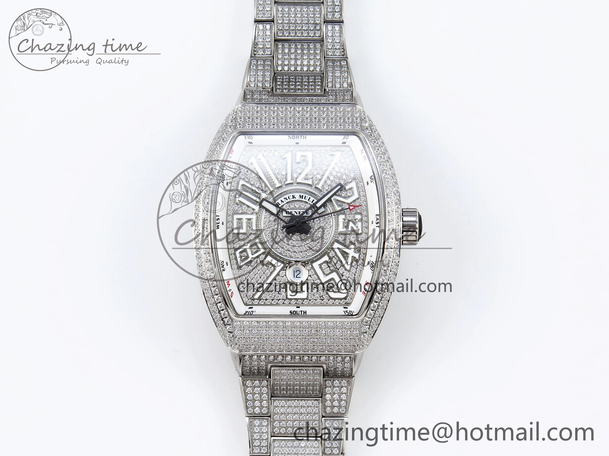 VANGUARD SS FULL DIAMONDS ABF BEST EDITION DIAMONDS WHITE DIAL ON DIAMONDS BRACELET A2824
