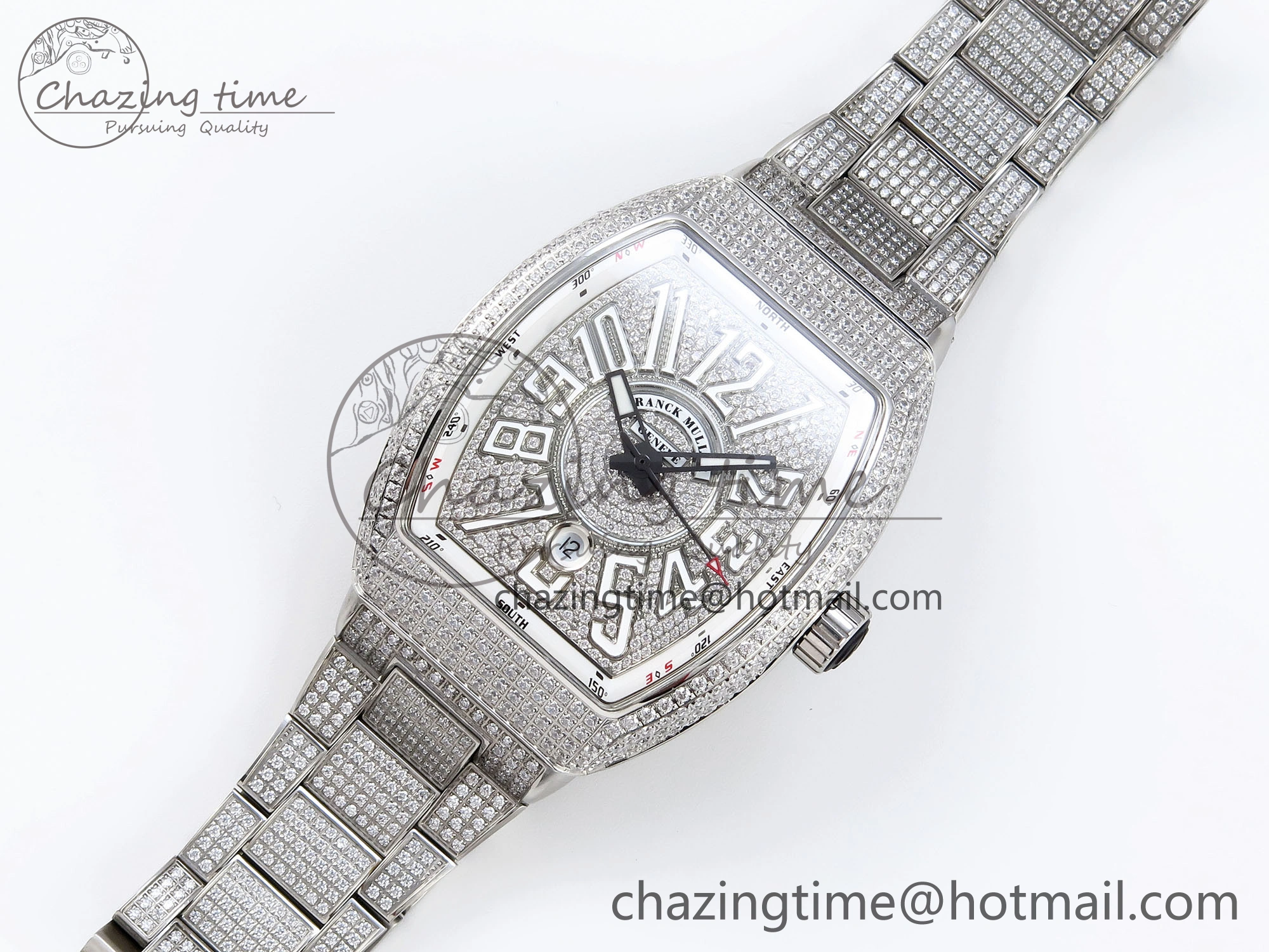 VANGUARD SS FULL DIAMONDS ABF BEST EDITION DIAMONDS WHITE DIAL ON DIAMONDS BRACELET A2824