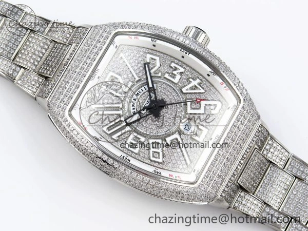 VANGUARD SS FULL DIAMONDS ABF BEST EDITION DIAMONDS WHITE DIAL ON DIAMONDS BRACELET A2824
