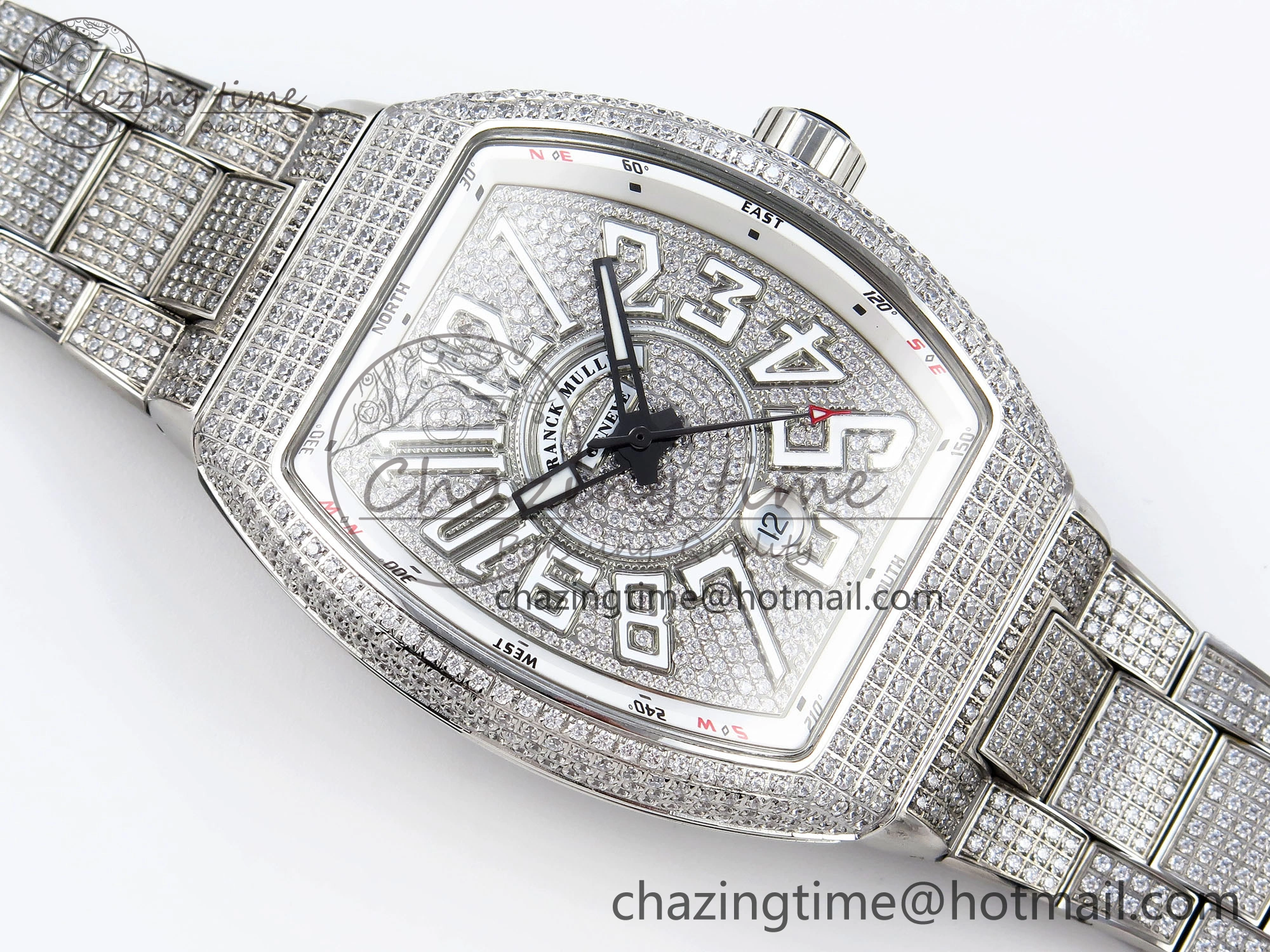 VANGUARD SS FULL DIAMONDS ABF BEST EDITION DIAMONDS WHITE DIAL ON DIAMONDS BRACELET A2824